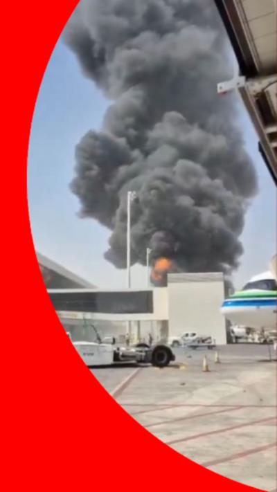 A damaged plane and a smoke cloud following strikes at King Khalid International Airport in Riyadh, in a BBC Verify branded border.