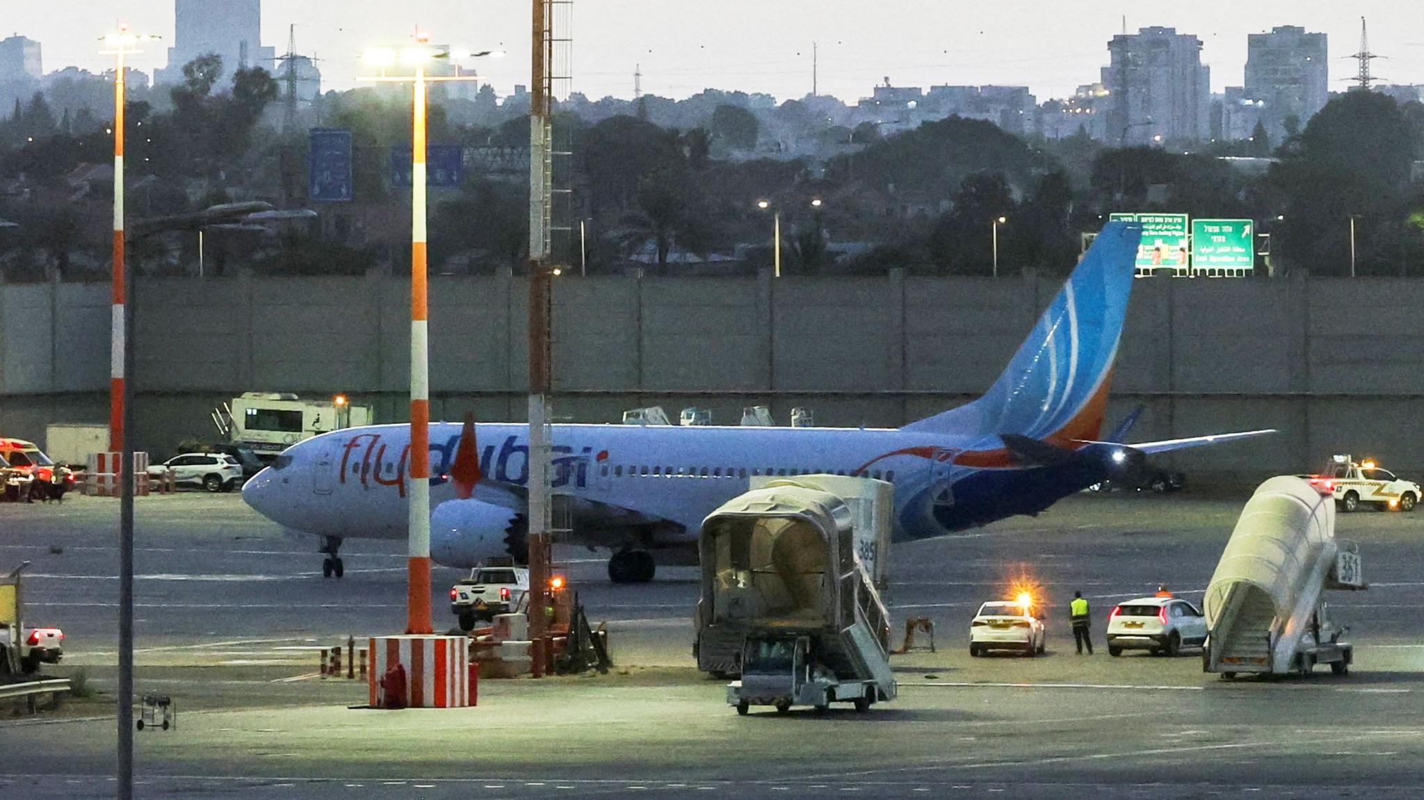 A flydubai plane arrives at Tel Aviv's Ben Gurion airport after bringing passengers from Saudi Arabia following an attempted hijacking (30 September 2026)