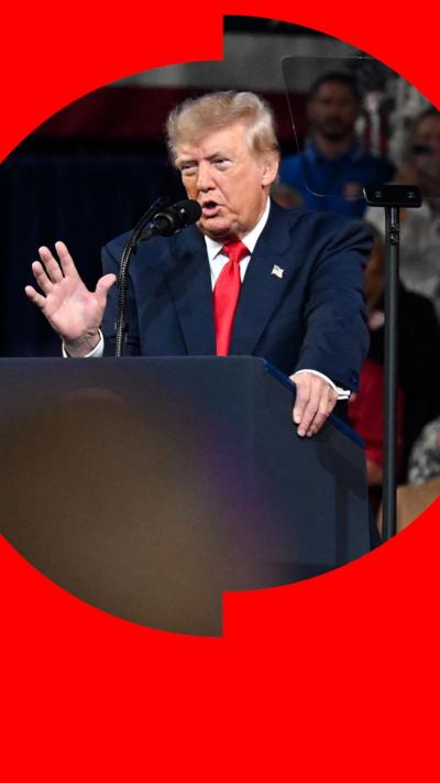 Trump speaking at a rally