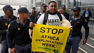 Environmentalists protest at African Energy Week in Cape Town