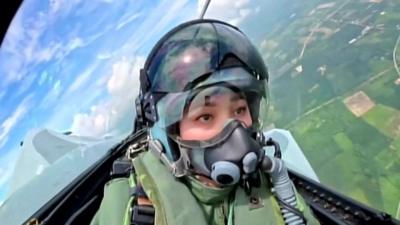 Thai Queen in a fighter jet