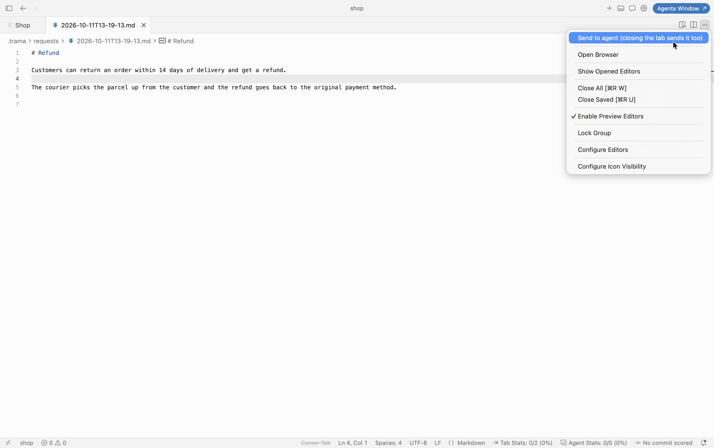 Writing a design request in Trama