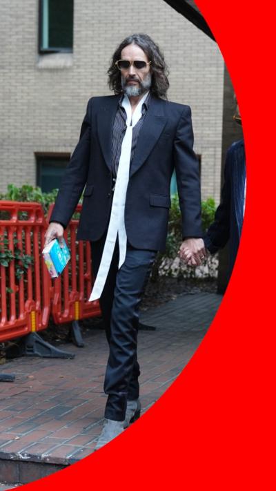 Russell Brand leaving Southwark Crown Court.