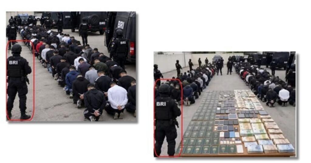 Sur l’image 1 et 2, la position de l’agent de la BRI est la même, sur deux images différentes et générées par IA.