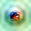 Optimized image Path-guided feature visualization of mixed3b channel 1