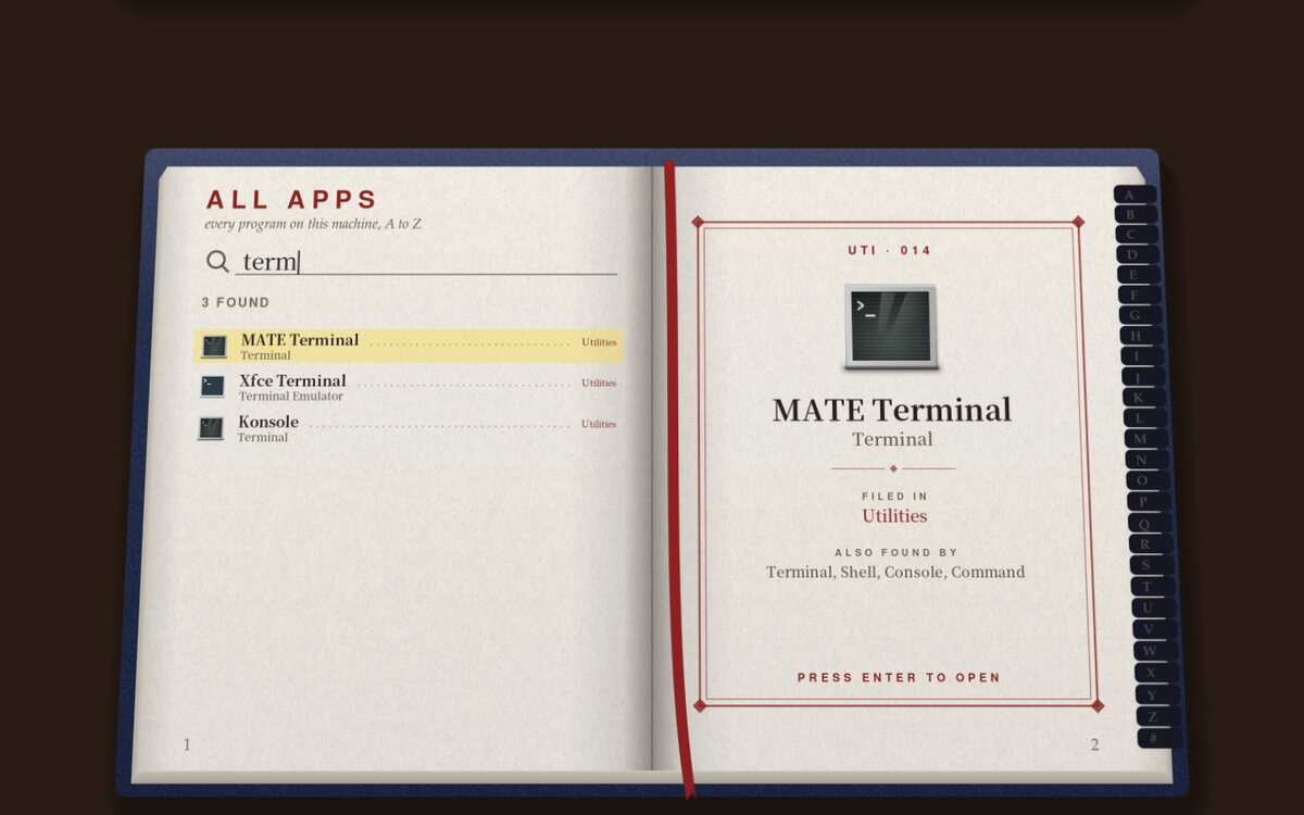 The ALL APPS book searching for "term"