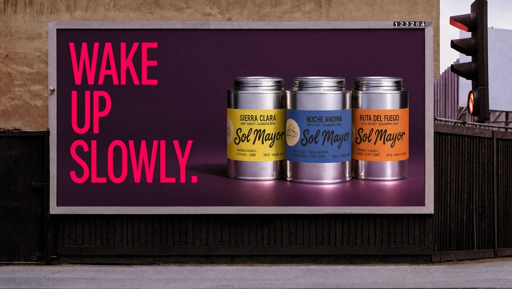 The same billboard re-skinned for a coffee range.