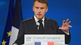 France's President Emmanuel Macron gives a press conference at the end of a European Union summit at the EU headquarters in Brussels on October 16, 2026. 