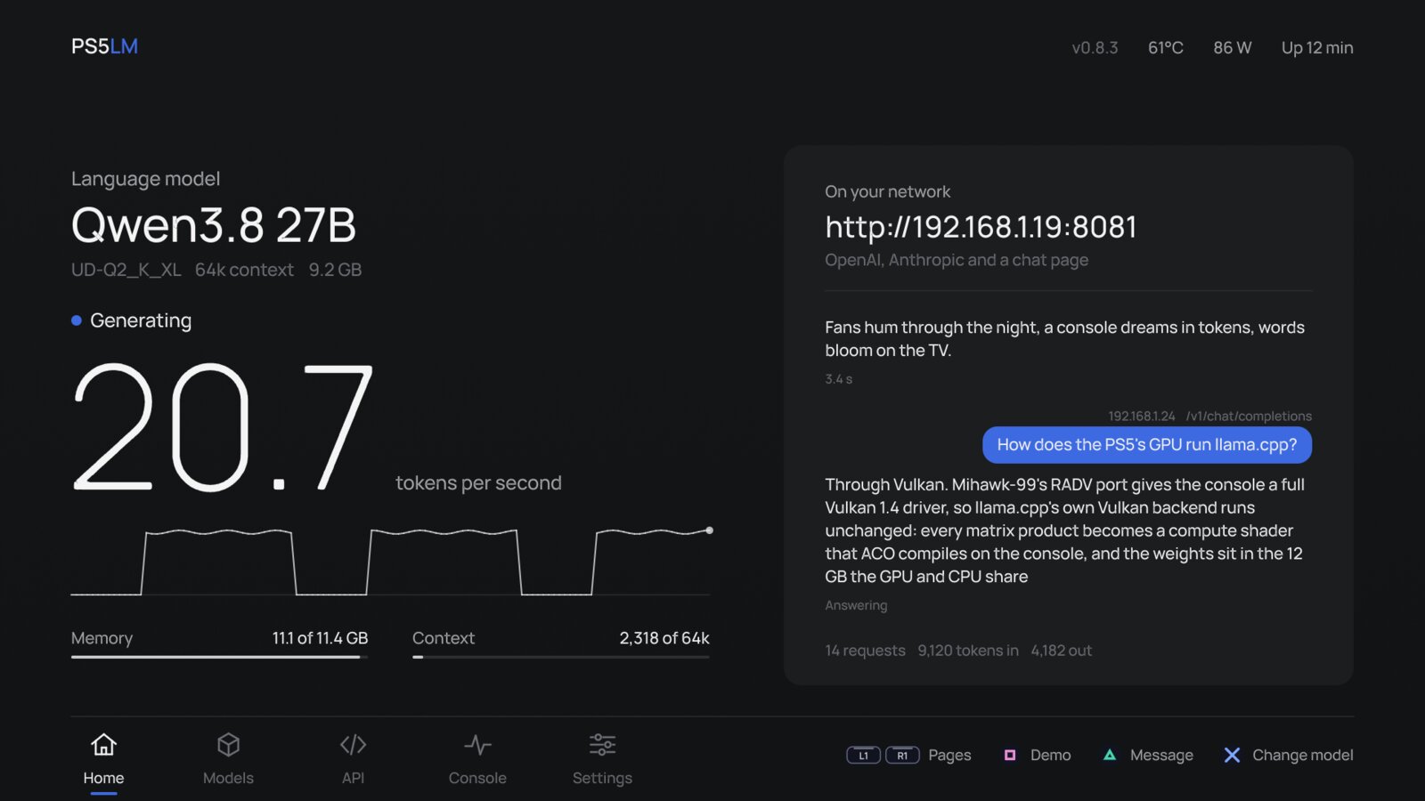 Home: the model, its speed and the live requests