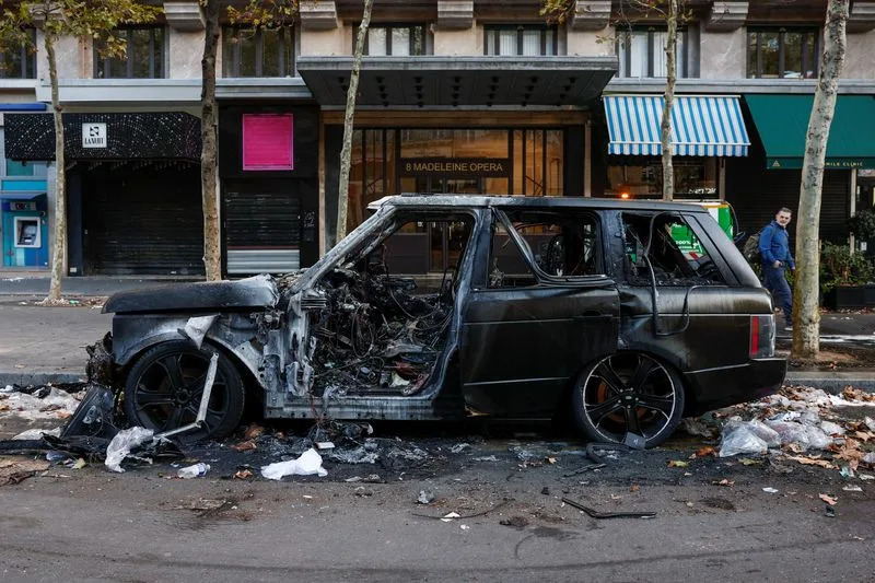 Aftermath of clashes during a national day of protests against the cost of living and rising fuel prices, in Paris