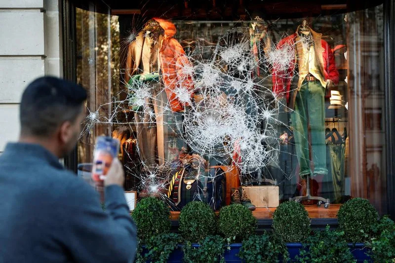 Aftermath of clashes during a national day of protests against the cost of living and rising fuel prices, in Paris