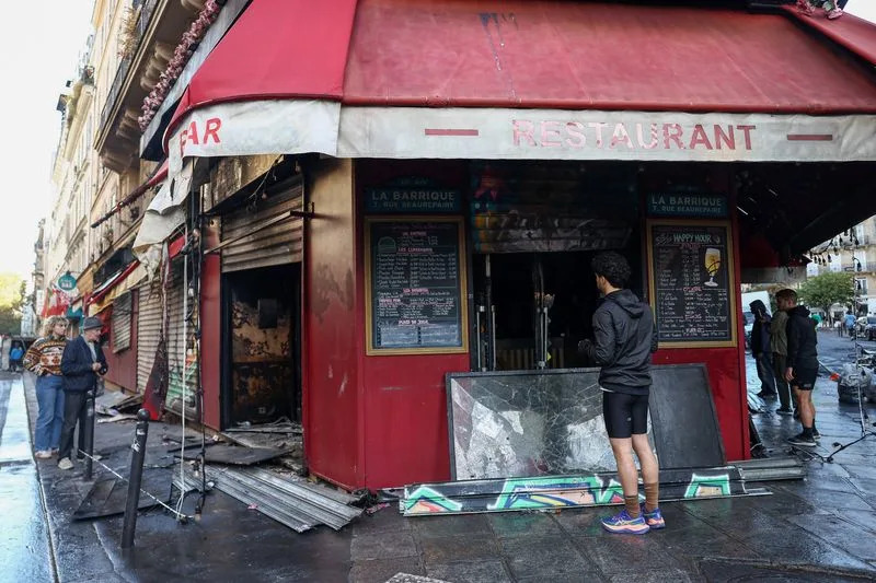 Aftermath of clashes during a national day of protests against the cost of living and rising fuel prices, in Paris