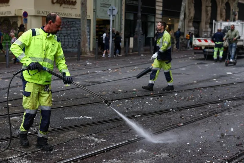 Aftermath of clashes during a national day of protests against the cost of living and rising fuel prices, in Marseille