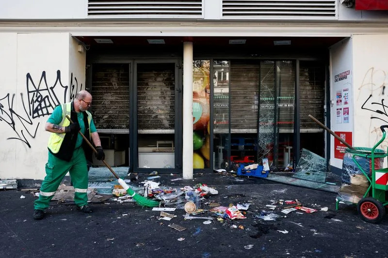 Aftermath of clashes during a national day of protests against the cost of living and rising fuel prices, in Paris