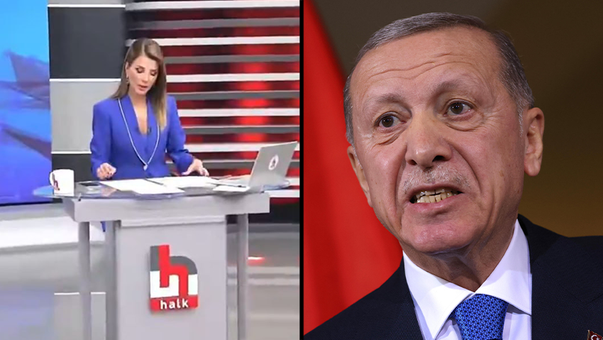  The moment Halk TV's live broadcast was cut off and Erdoğan 