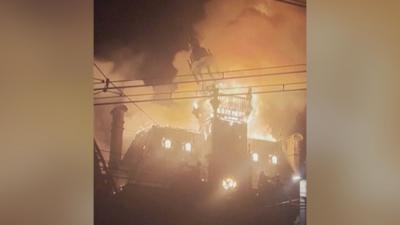 Limoges town hall spire falls in a burst of flames