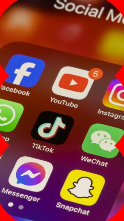 A picture of a phone home screen. The apps shown on the phone are Facebook Messenger, Snapchat, WeChat and TikTok.