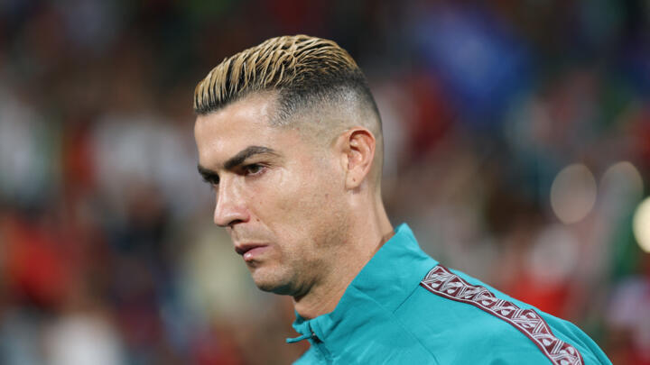 Portugal's forward #07 Cristiano Ronaldo looks on ahead of the UEFA Nations League league phase group A4 football match between Portugal and Wales at Jose Alvalade stadium in Lisbon 