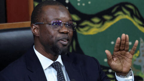 Ousmane Sonko, président de l'Assemblée nationale du Sénégal, s'exprime avant le discours de politique générale du Premier ministre Ahmadou Al Aminou Lo devant l'Assemblée nationale à Dakar, au Sénégal, le 8 septembre 2026.