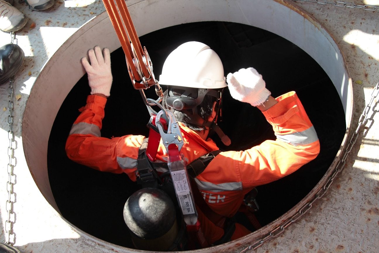 a seafarers enters an enclosed space on board a ship