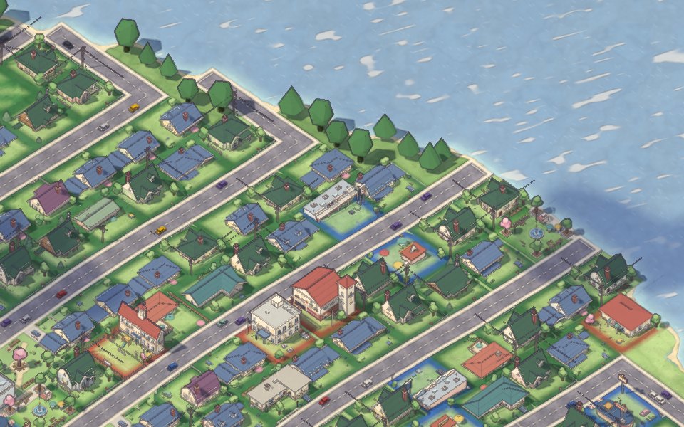 Suburban homes on deep lots along the shore