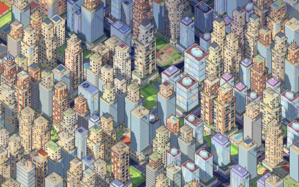 A dense city of towers