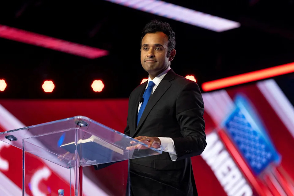 Ramaswamy is doubling down on the attack ad. / Cheney Orr / REUTERS