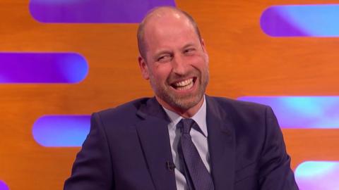 Prince William laughing during his appearance on the Graham Norton Show