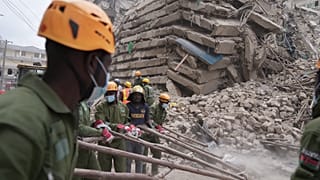 Police dispel crowds with tear gas after 16-storey building collapses in Nairobi