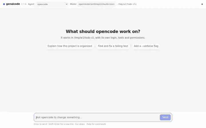 genaicode ui in a browser: the same fix and a follow-up.